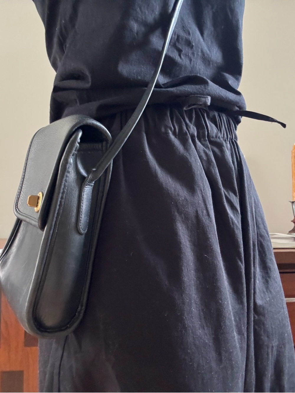 Coach Black Leather Crossbody with Solid Brass Turn-Lock - Picture 4 of 5